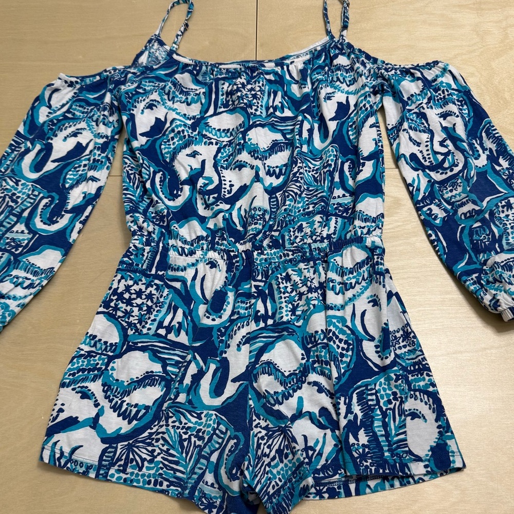 Lilly Pulitzer Girls Cold Shoulder Romper-XL 12-14